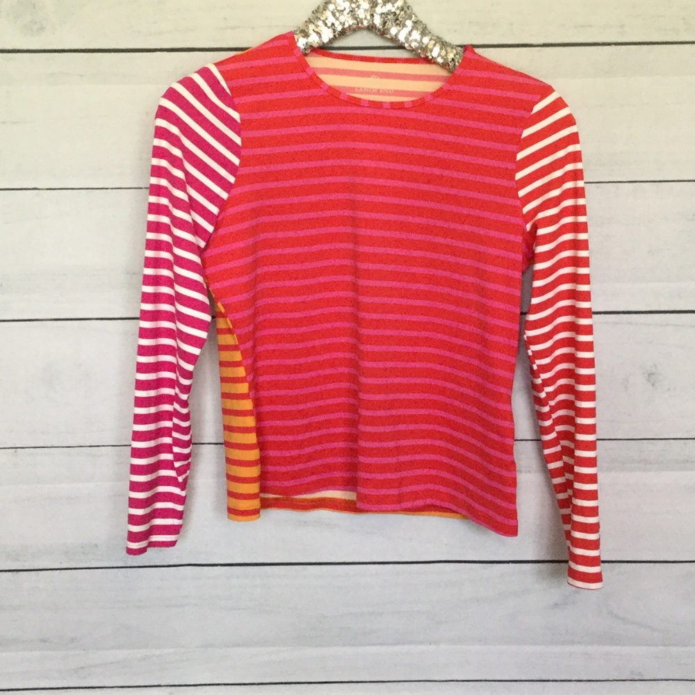 Lands End Spandex swim top striped Small